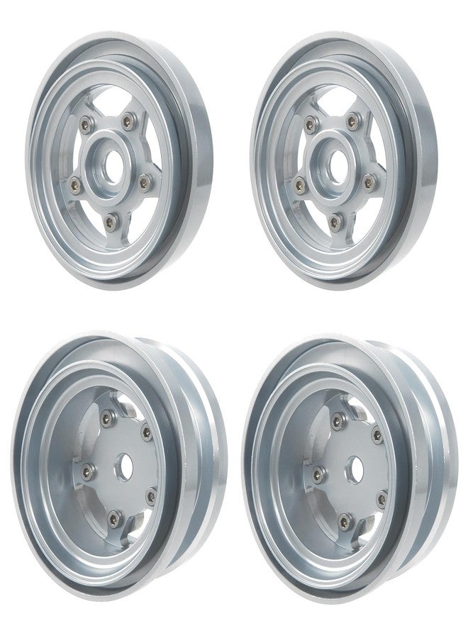 TOOMOD Aluminum Bead Lock Rim Set Wheel Hub Upgrade for Tamiya RC Grasshopper， Hornet， Mighty ，Frog ，Buggy Champ， Fast Attack， Fighting Buggy （Silvery） - Image 1